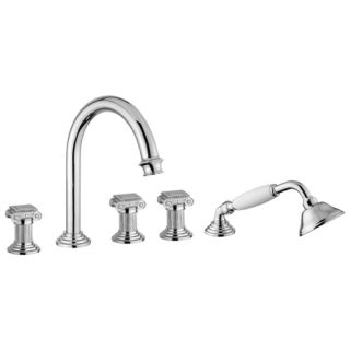 Смеситель на борт ванны с выдвижным душем и переключателем Cezares APHRODITE-BVD-01-O